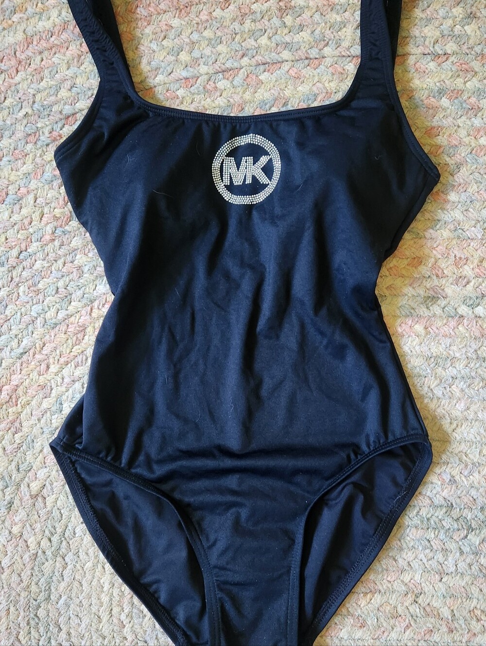 Michael Kors Black One-Piece Swimsuit with Rhinestone MK Emblem